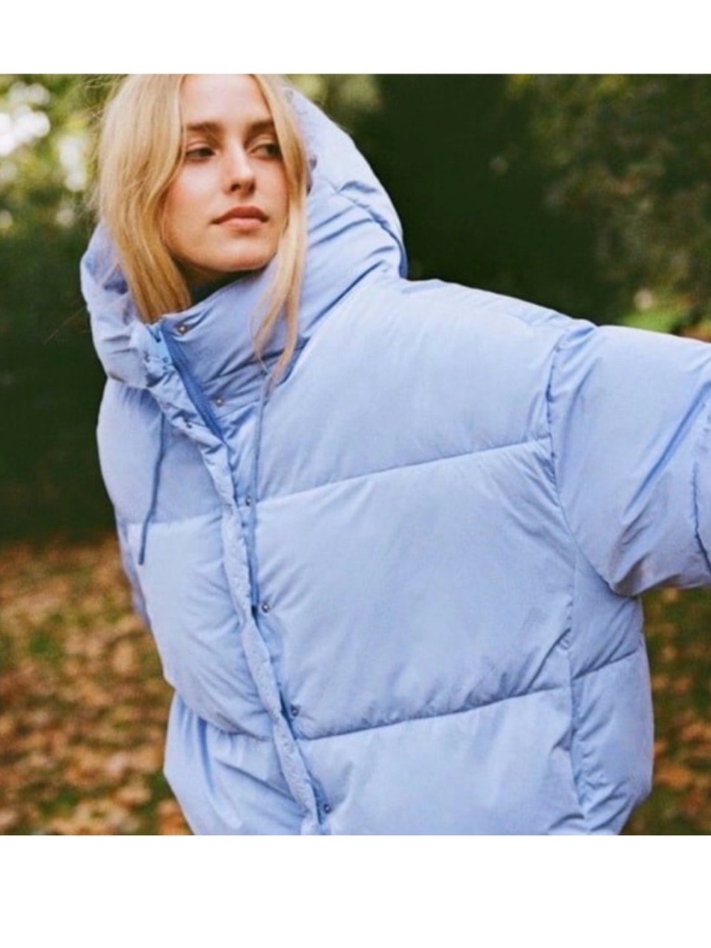 Zara Puffer Crop Jacket Cornflower Blue Water Repellent